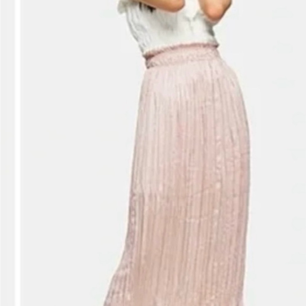 Topshop Light Pink Pleated Maxi Skirt